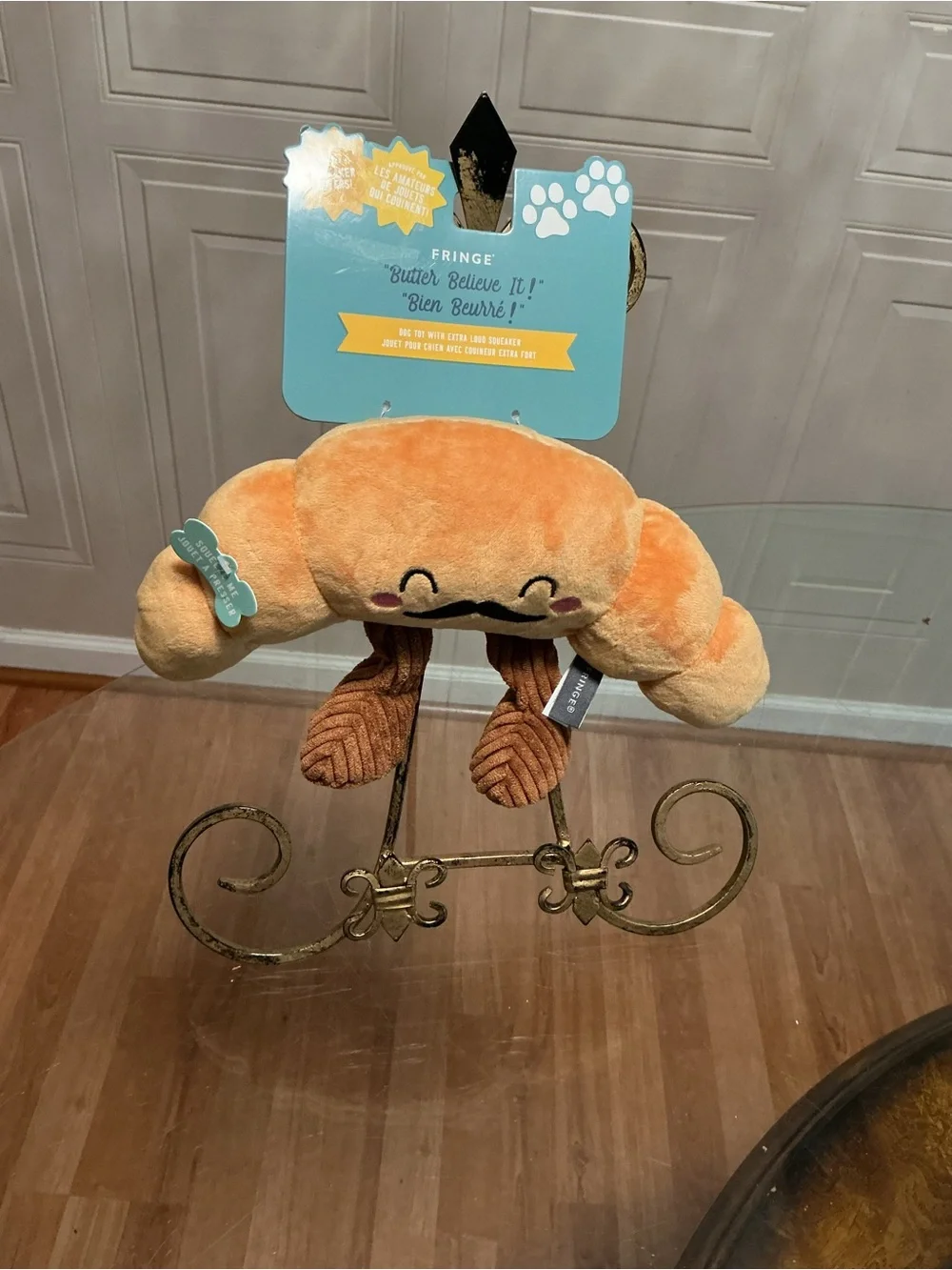 Brand New Fringe 10” Croissant With Leg Dog Toy w/ Squeaker & Crinkle,